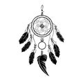 Indian black dream catcher vectorÃÂ image on white background Royalty Free Stock Photo